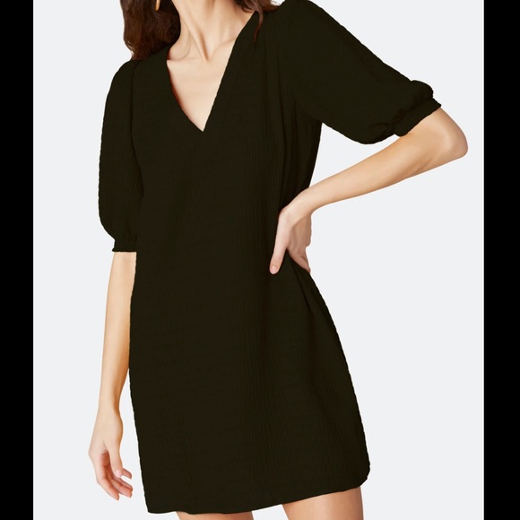 Black Mini Dress with Short Sleeves - Picture 2 of 5